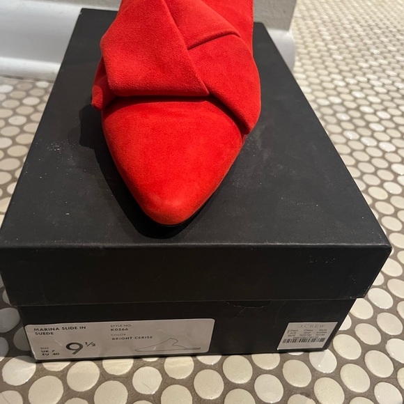 J. Crew Bold Red Suede Mules - Picture 3 of 3